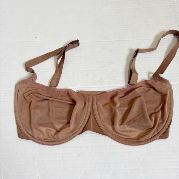 Skims No Show Unlined Balconette Bra Size 34DDD 34F Jasper Mesh Two Toned Brown - Picture 8 of 12